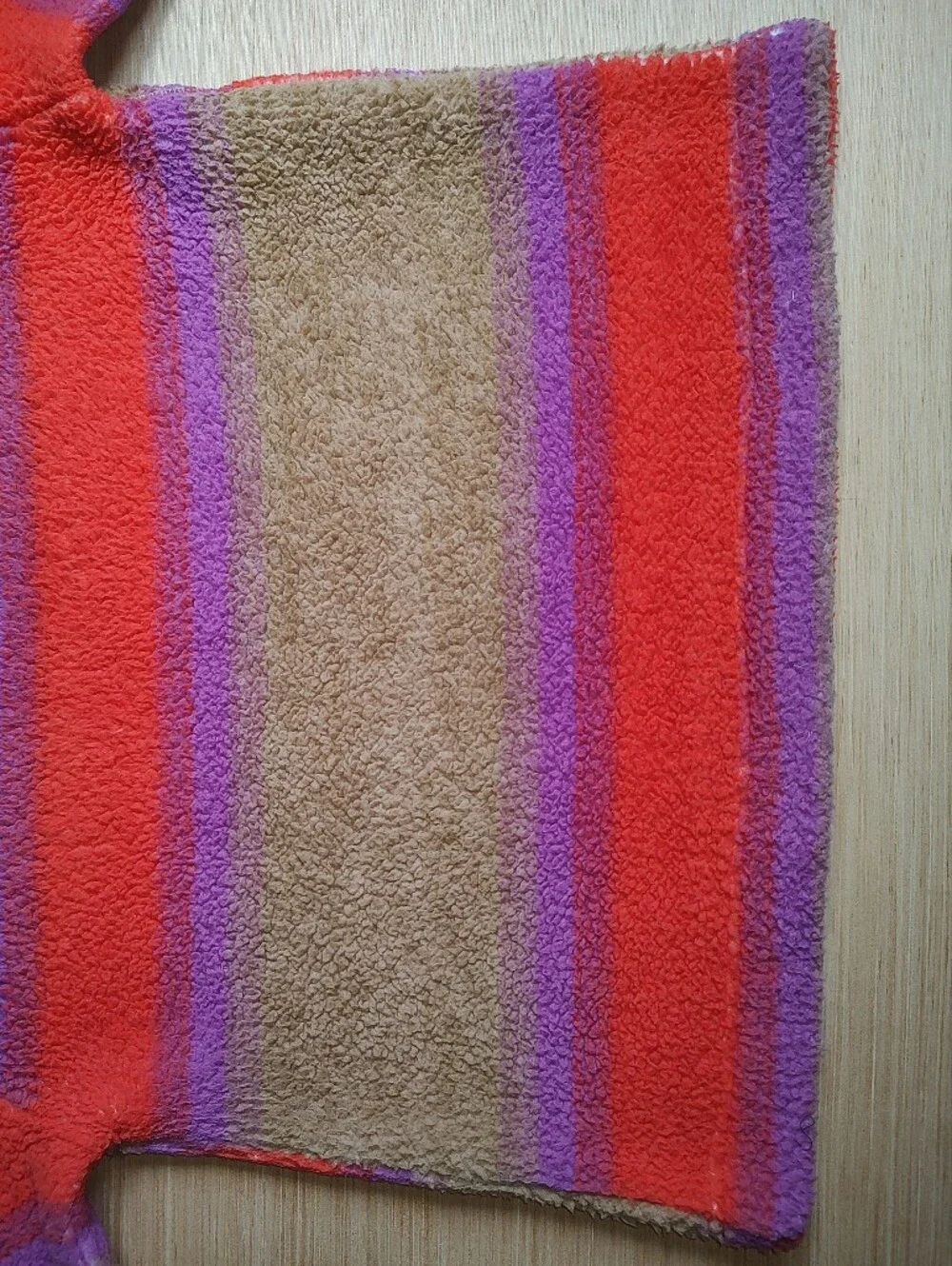 Koolaburra UGG Fuzzy Sherpa Pullover Sweatshirt Beige Orange Striped Sweater M P